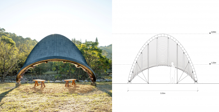 KATENARA: through-perspective view at sunrise (photo credit: Building Simplexity Lab)